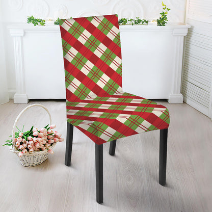 Merry Christmas Plaid Pattern Print Dining Chair Slipcover