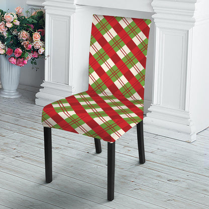 Merry Christmas Plaid Pattern Print Dining Chair Slipcover