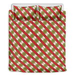 Merry Christmas Plaid Pattern Print Duvet Cover Bedding Set