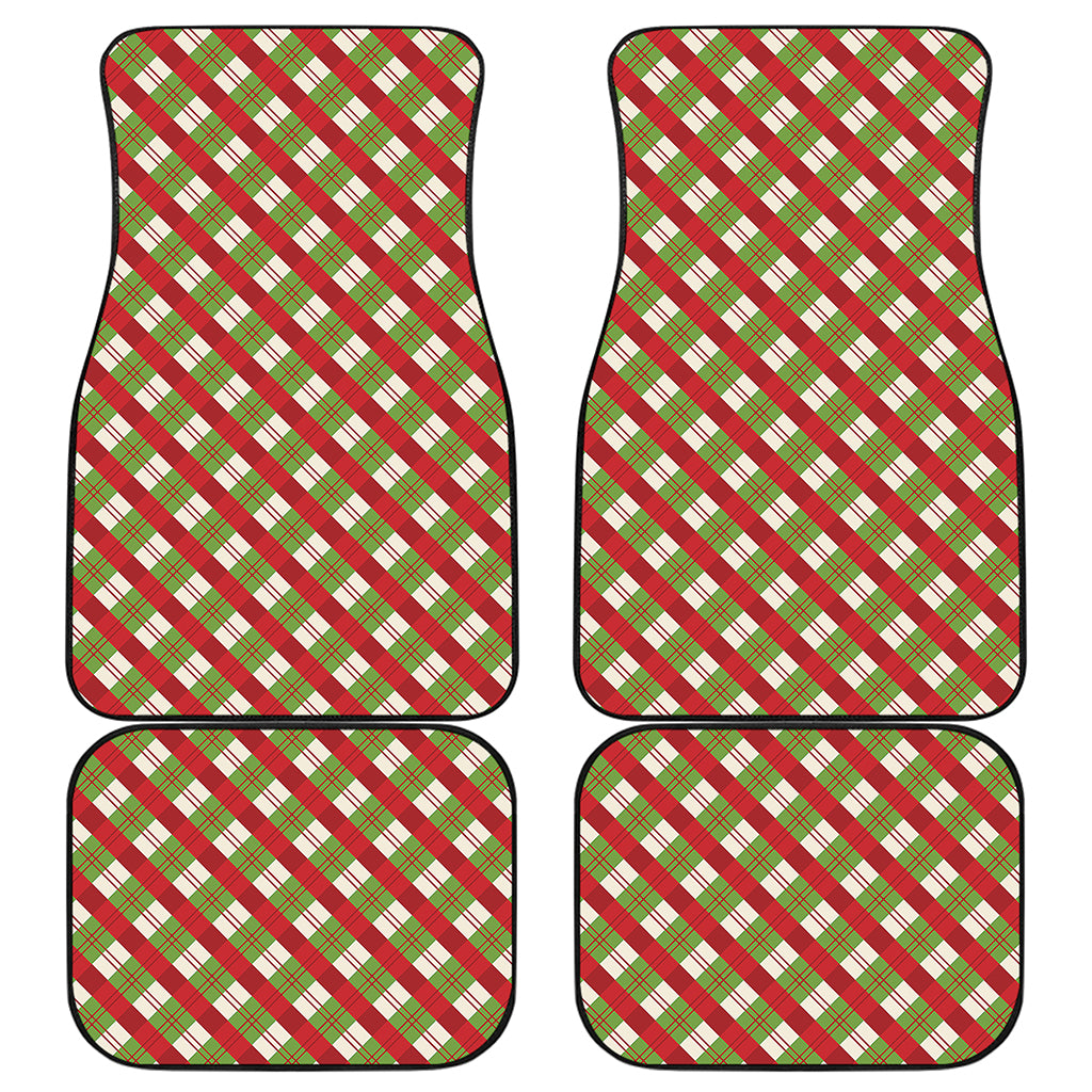 Merry Christmas Plaid Pattern Print Front and Back Car Floor Mats