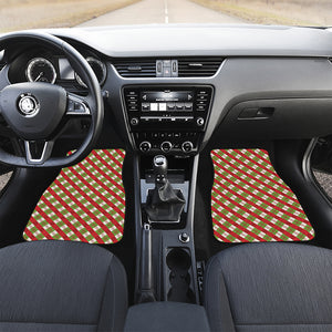 Merry Christmas Plaid Pattern Print Front and Back Car Floor Mats