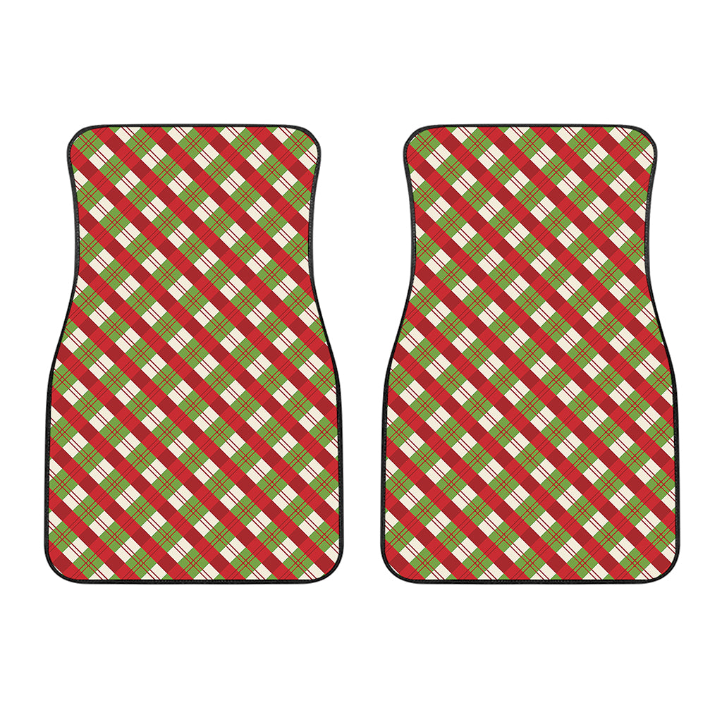 Merry Christmas Plaid Pattern Print Front Car Floor Mats