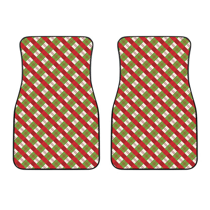 Merry Christmas Plaid Pattern Print Front Car Floor Mats