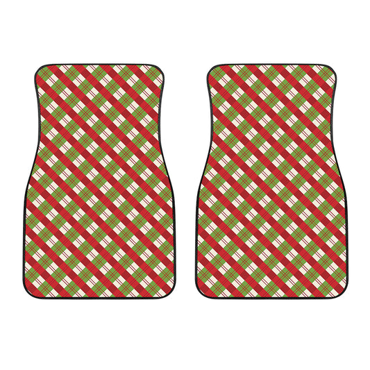 Merry Christmas Plaid Pattern Print Front Car Floor Mats