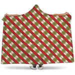 Merry Christmas Plaid Pattern Print Hooded Blanket