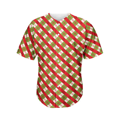 Merry Christmas Plaid Pattern Print Men's Baseball Jersey