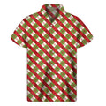 Merry Christmas Plaid Pattern Print Men's Short Sleeve Shirt