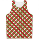 Merry Christmas Plaid Pattern Print Men's Tank Top