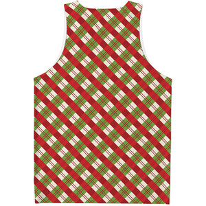 Merry Christmas Plaid Pattern Print Men's Tank Top