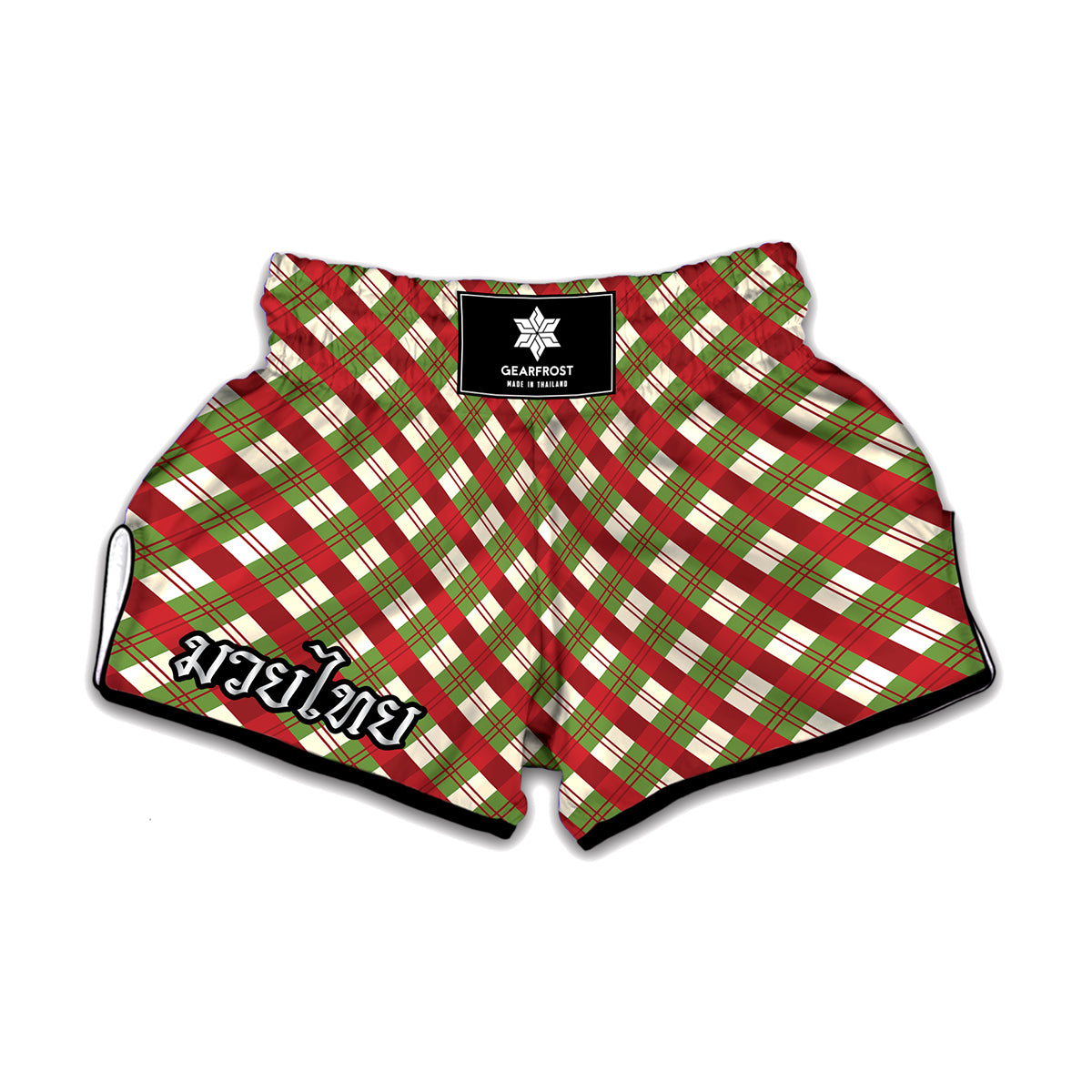 Merry Christmas Plaid Pattern Print Muay Thai Boxing Shorts
