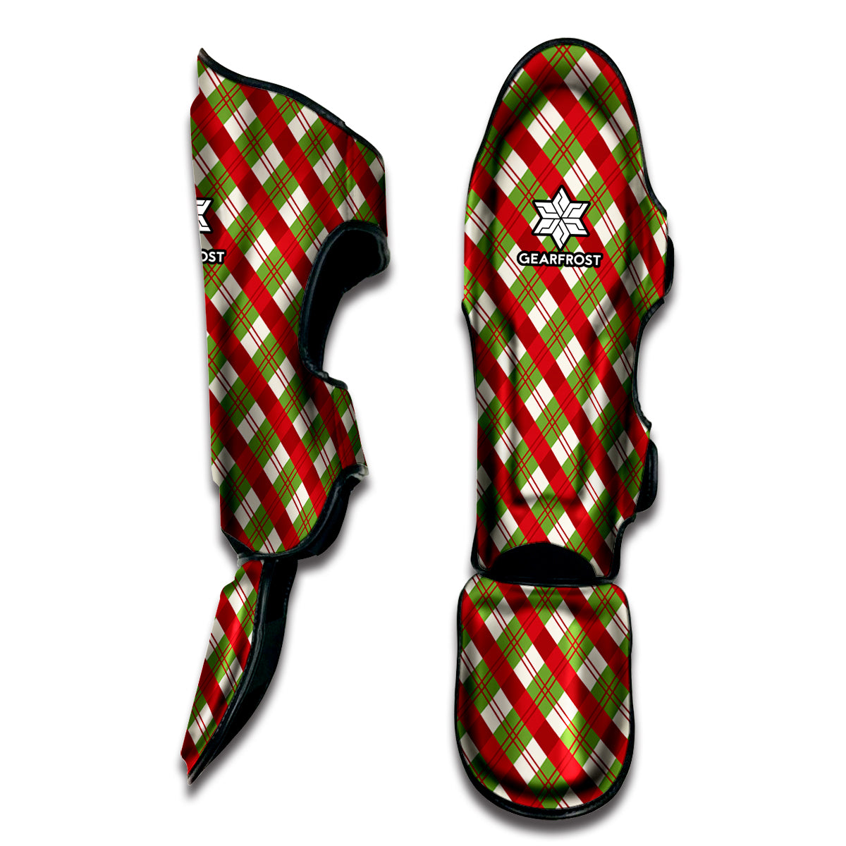 Merry Christmas Plaid Pattern Print Muay Thai Shin Guard