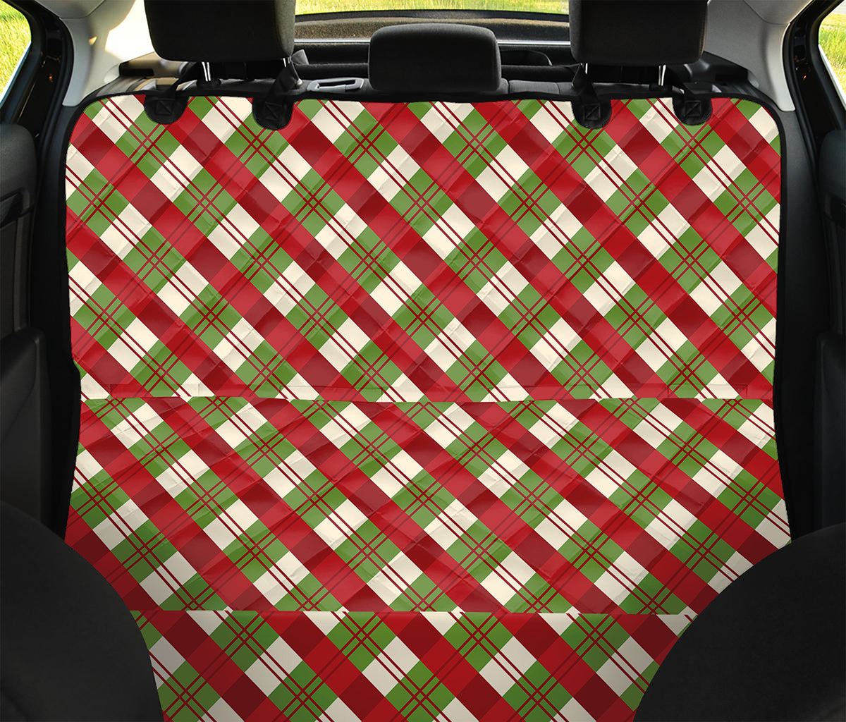 Merry Christmas Plaid Pattern Print Pet Car Back Seat Cover