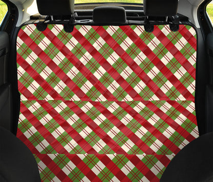Merry Christmas Plaid Pattern Print Pet Car Back Seat Cover