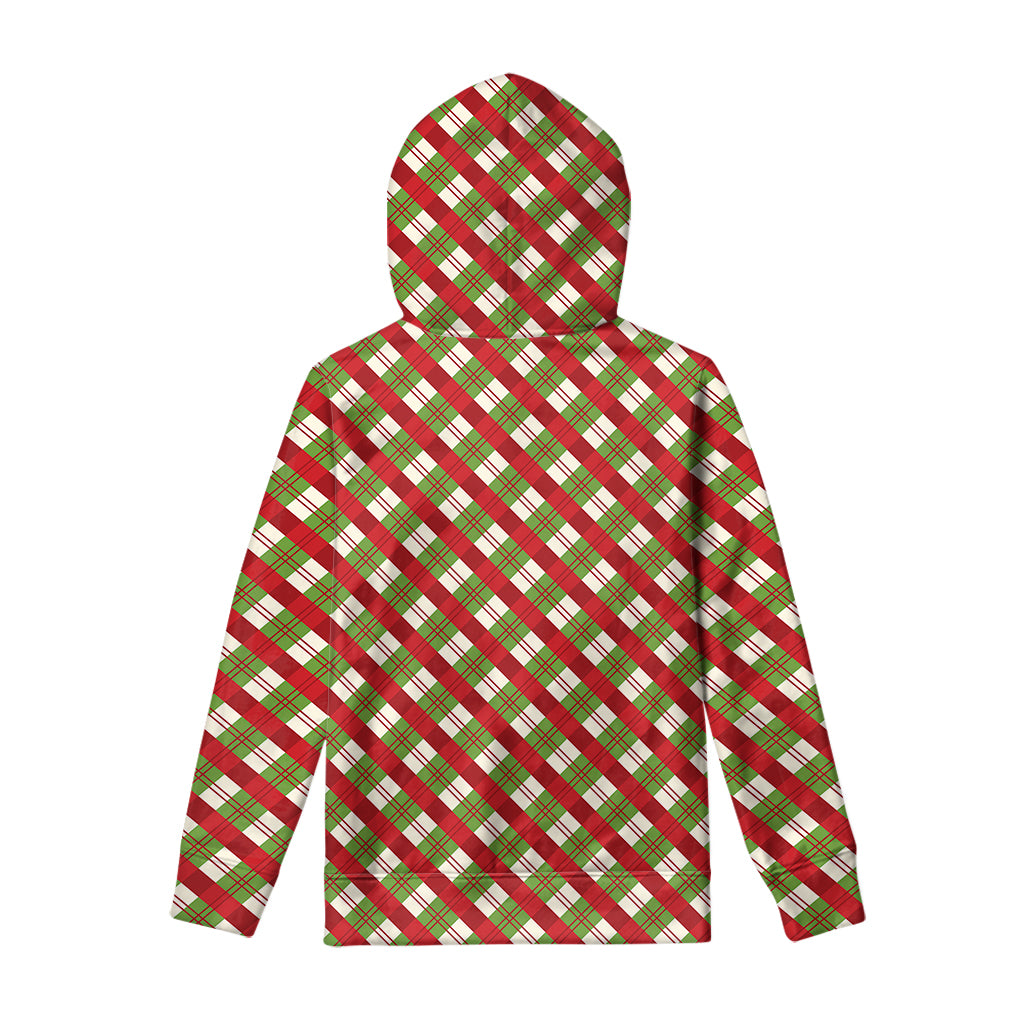 Merry Christmas Plaid Pattern Print Pullover Hoodie