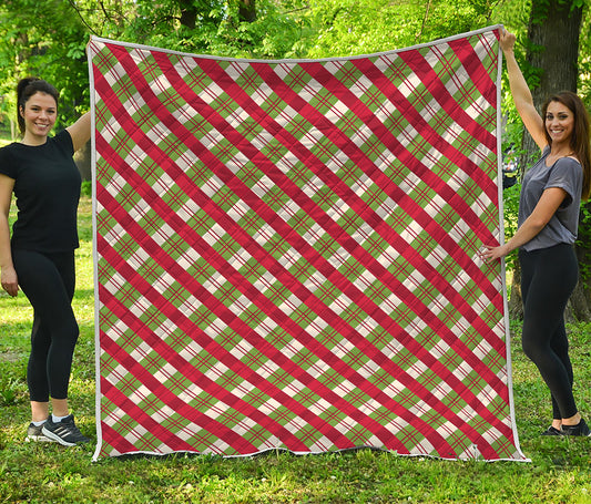 Merry Christmas Plaid Pattern Print Quilt
