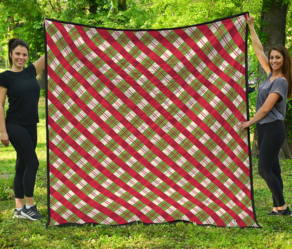 Merry Christmas Plaid Pattern Print Quilt