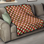 Merry Christmas Plaid Pattern Print Quilt