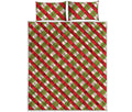 Merry Christmas Plaid Pattern Print Quilt Bed Set