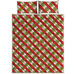 Merry Christmas Plaid Pattern Print Quilt Bed Set