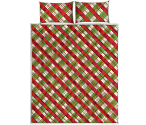 Merry Christmas Plaid Pattern Print Quilt Bed Set