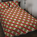 Merry Christmas Plaid Pattern Print Quilt Bed Set