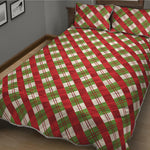 Merry Christmas Plaid Pattern Print Quilt Bed Set