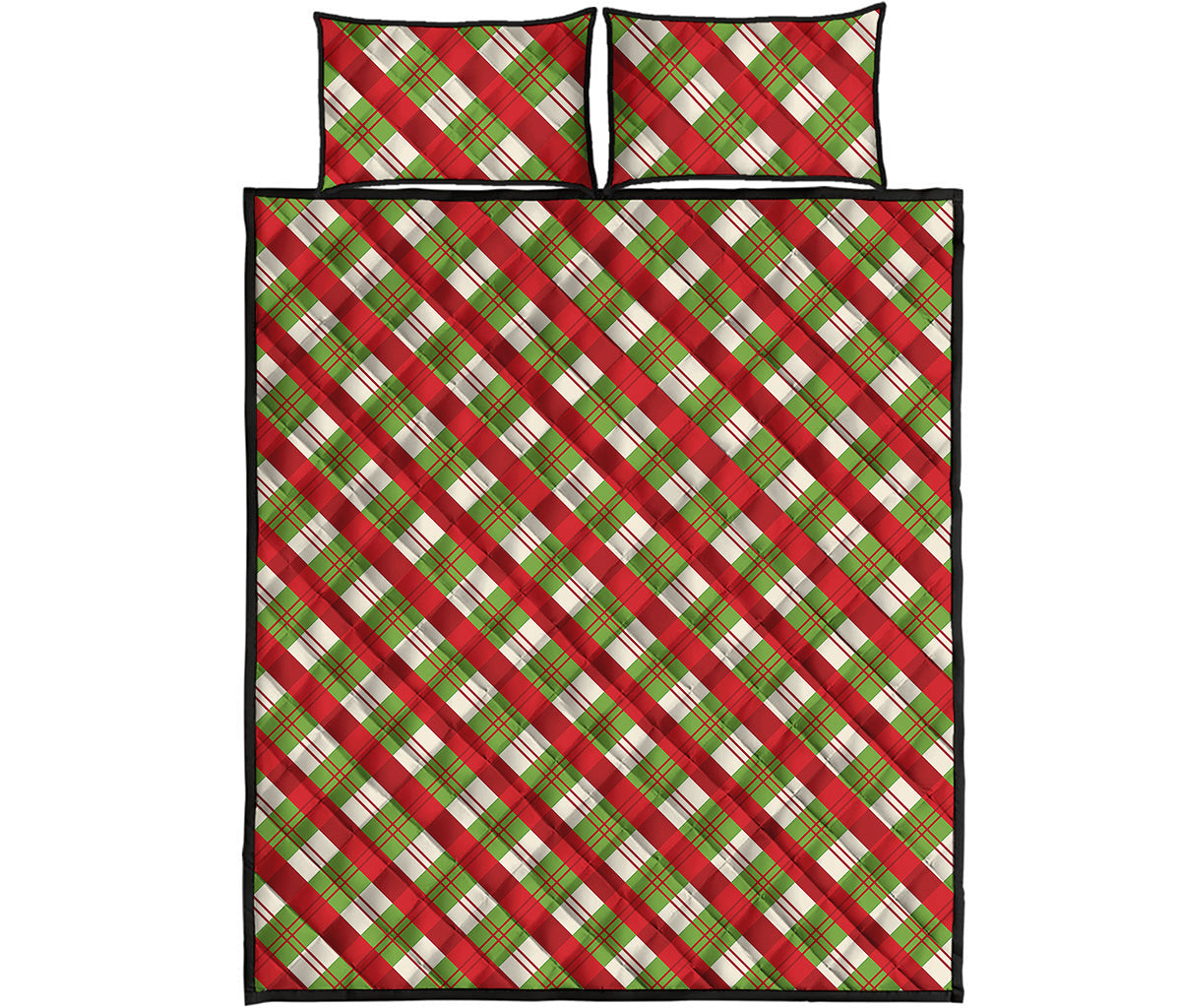 Merry Christmas Plaid Pattern Print Quilt Bed Set