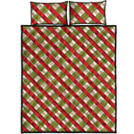 Merry Christmas Plaid Pattern Print Quilt Bed Set