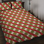 Merry Christmas Plaid Pattern Print Quilt Bed Set