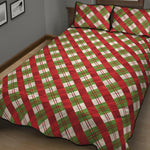 Merry Christmas Plaid Pattern Print Quilt Bed Set