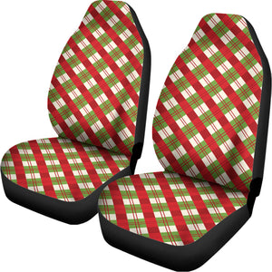 Merry Christmas Plaid Pattern Print Universal Fit Car Seat Covers