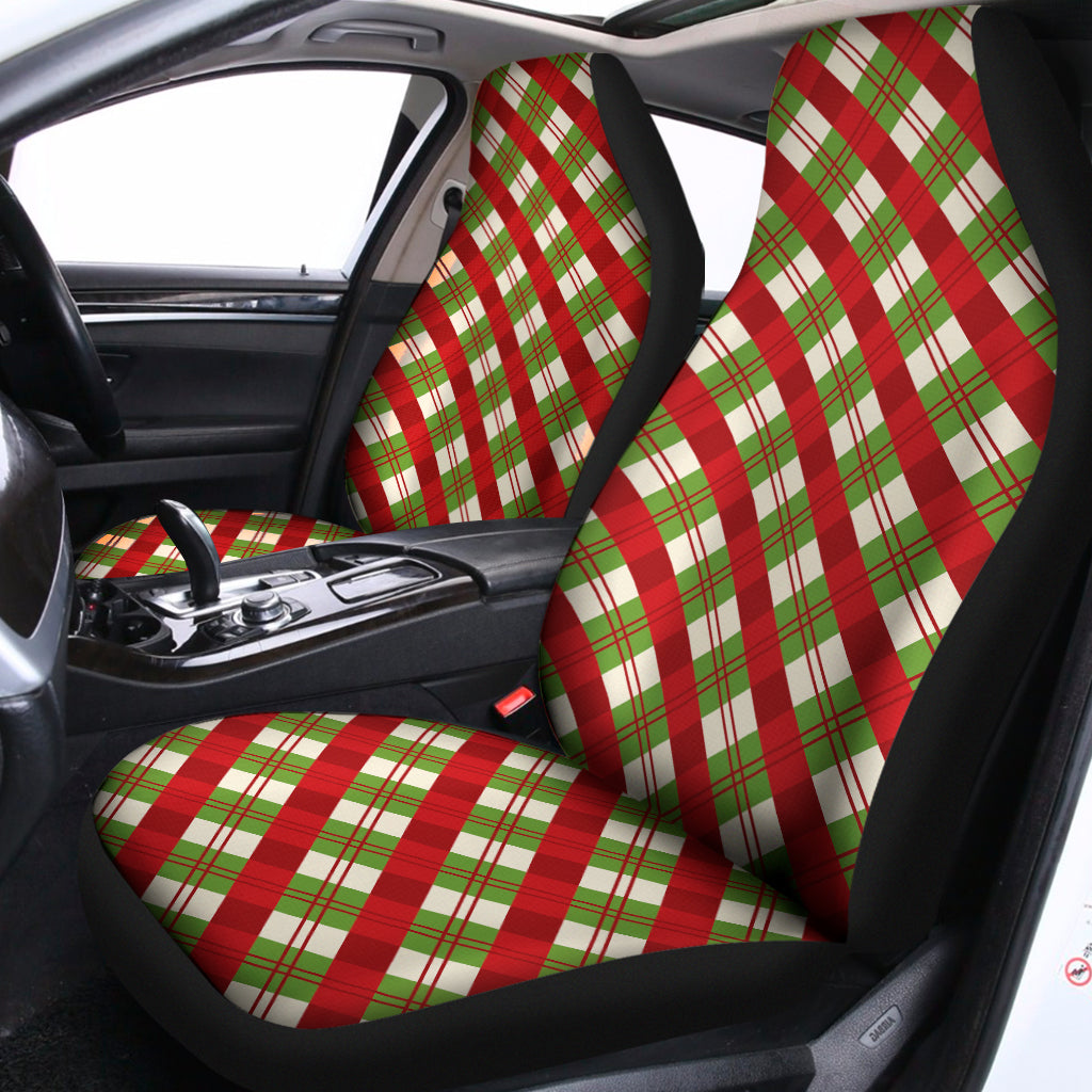 Merry Christmas Plaid Pattern Print Universal Fit Car Seat Covers