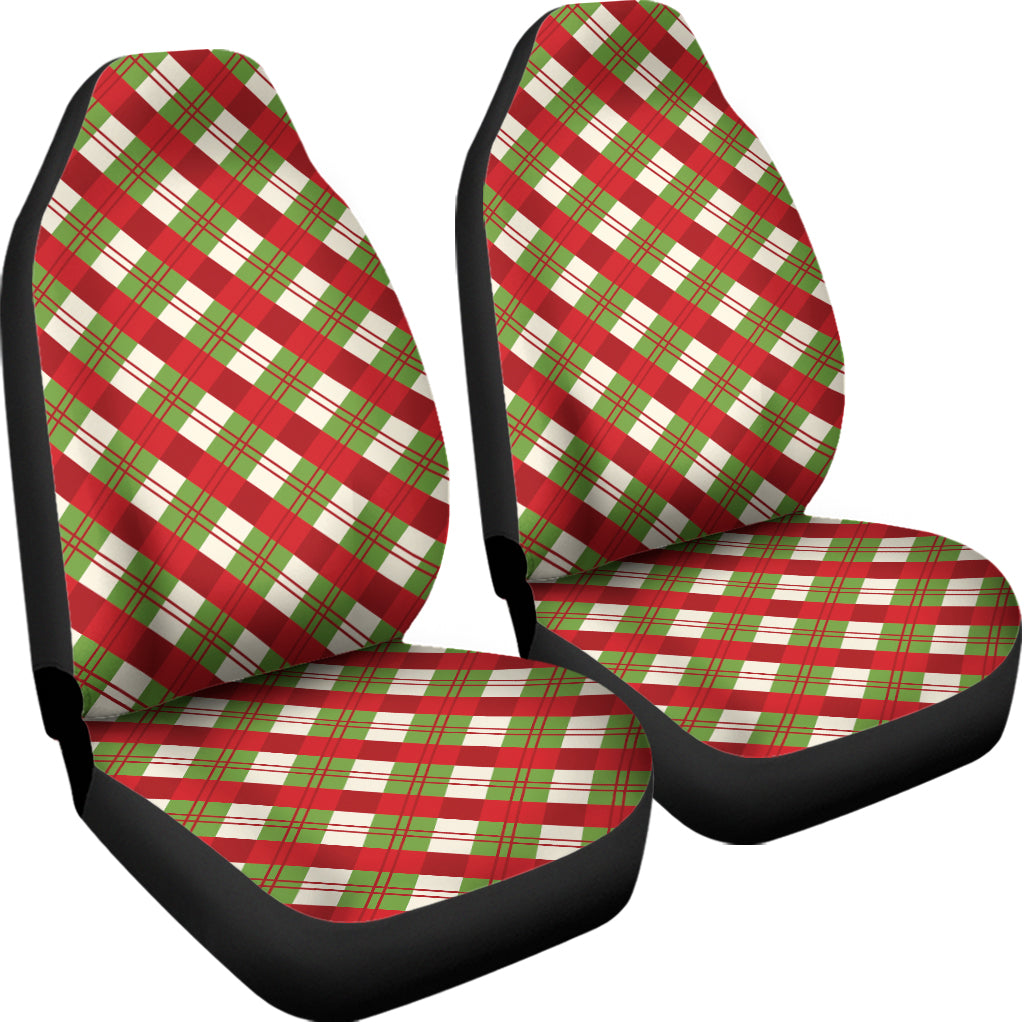 Merry Christmas Plaid Pattern Print Universal Fit Car Seat Covers