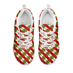 Merry Christmas Plaid Pattern Print White Sneakers