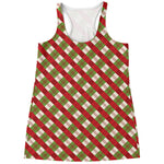 Merry Christmas Plaid Pattern Print Women's Racerback Tank Top