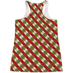 Merry Christmas Plaid Pattern Print Women's Racerback Tank Top