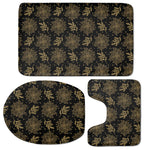 Merry Christmas Poinsettia Pattern Print 3 Piece Bath Mat Set