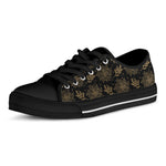Merry Christmas Poinsettia Pattern Print Black Low Top Shoes