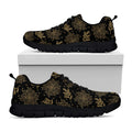 Merry Christmas Poinsettia Pattern Print Black Running Shoes