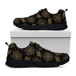 Merry Christmas Poinsettia Pattern Print Black Sneakers