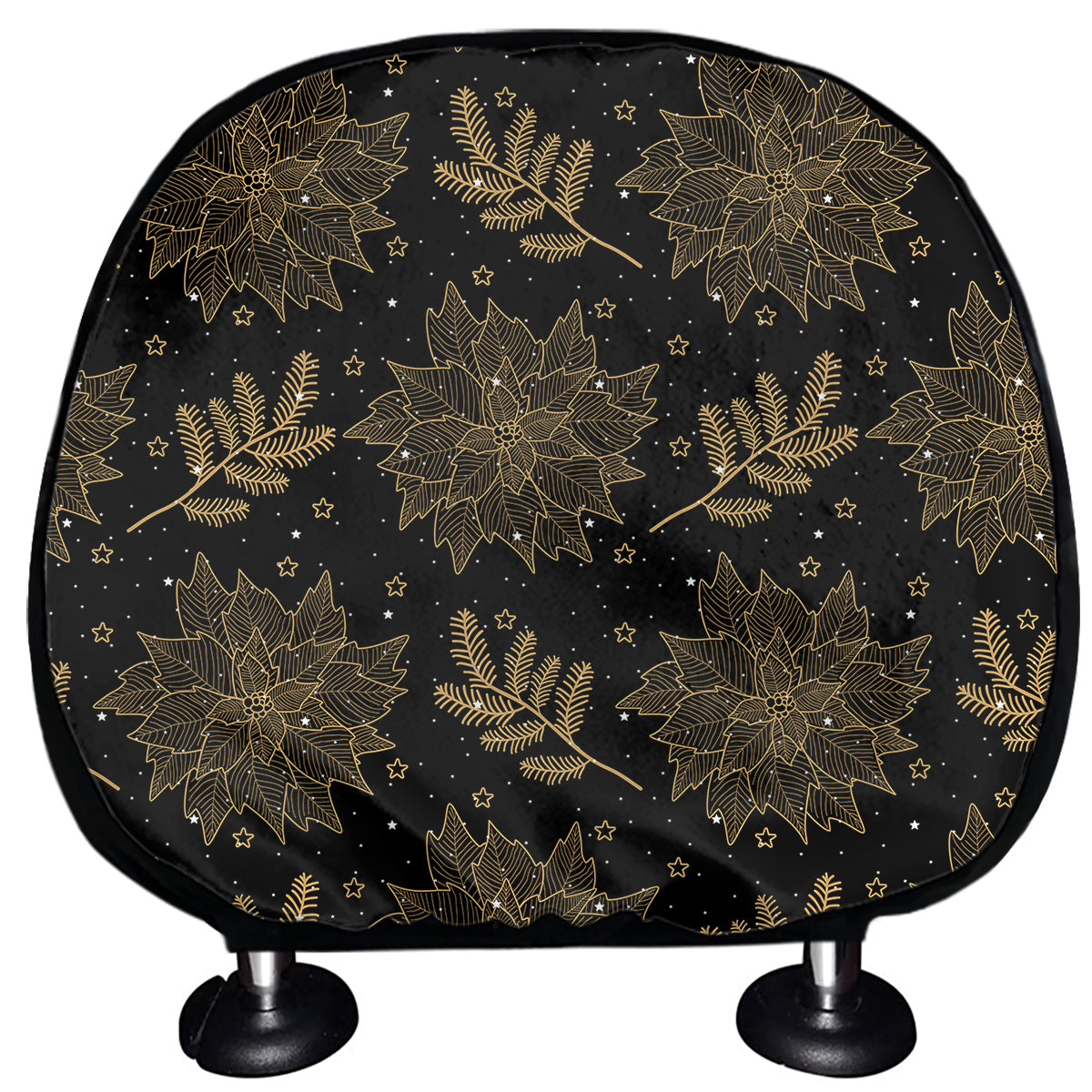 Merry Christmas Poinsettia Pattern Print Car Headrest Covers