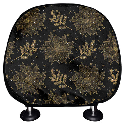 Merry Christmas Poinsettia Pattern Print Car Headrest Covers