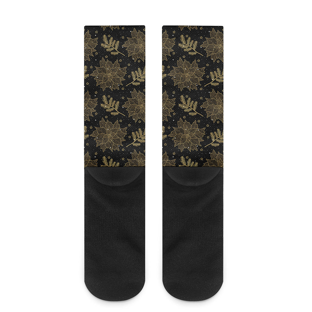 Merry Christmas Poinsettia Pattern Print Crew Socks