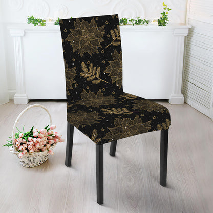 Merry Christmas Poinsettia Pattern Print Dining Chair Slipcover