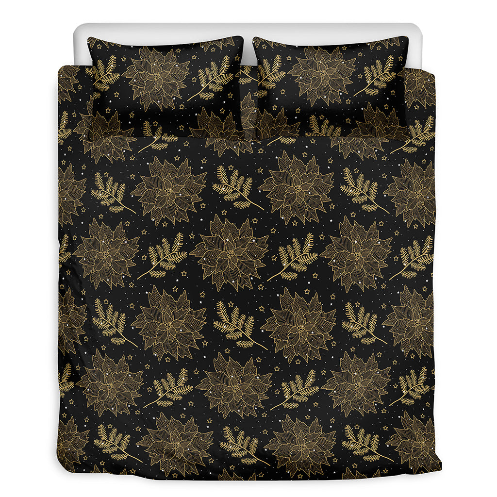 Merry Christmas Poinsettia Pattern Print Duvet Cover Bedding Set