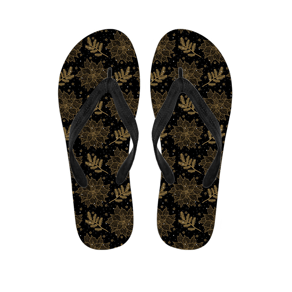 Merry Christmas Poinsettia Pattern Print Flip Flops