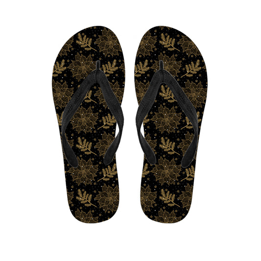 Merry Christmas Poinsettia Pattern Print Flip Flops