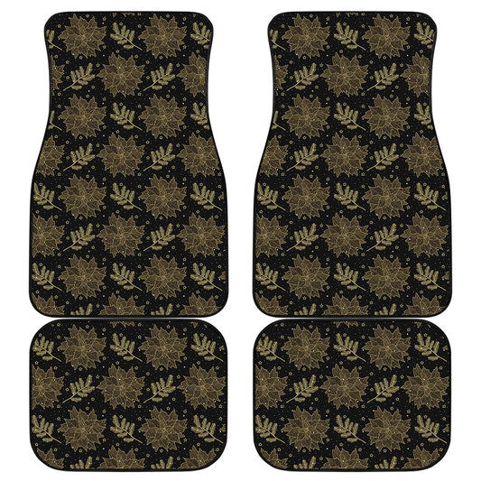 Merry Christmas Poinsettia Pattern Print Front and Back Car Floor Mats
