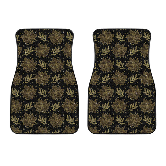 Merry Christmas Poinsettia Pattern Print Front Car Floor Mats