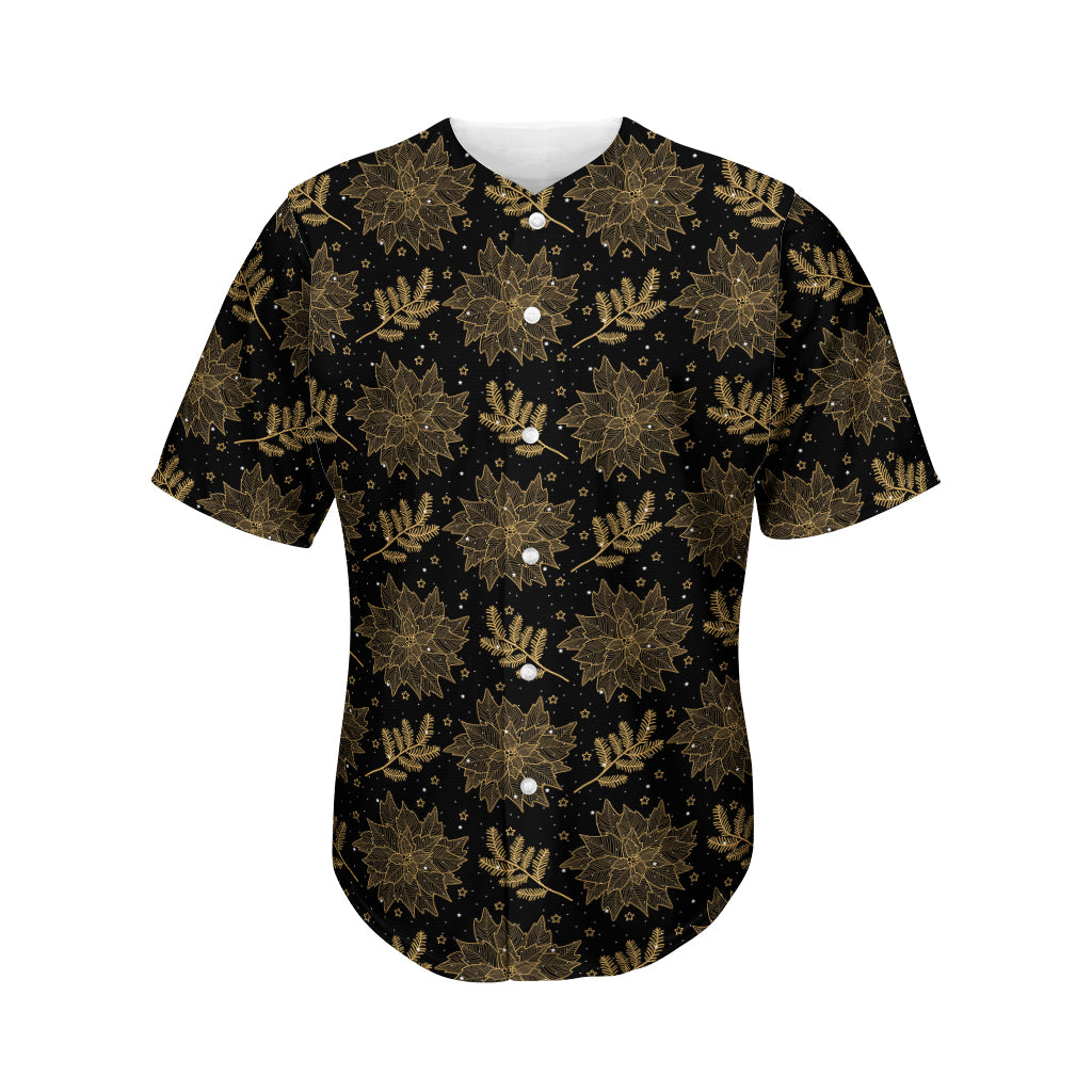 Merry Christmas Poinsettia Pattern Print Men's Baseball Jersey